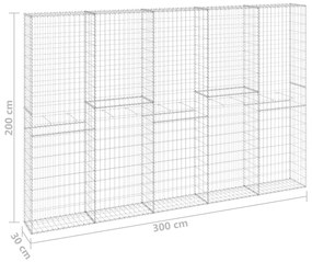 Gabbione in Acciaio Zincato Coperto 300x30x200 cm