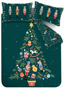 Biancheria da letto singola verde scuro 135x200 cm Nutcracker - Catherine Lansfield