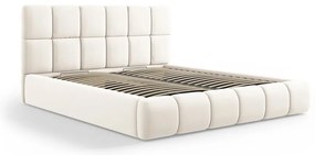 Letto matrimoniale imbottito color crema in velluto con contenitore con rete inclusa 180x200 cm Bellis – Micadoni