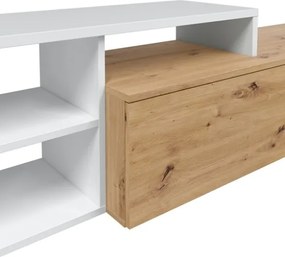 Parete Attrezzata Reversibile 220 Cm Con Mobile TV E Modulo Sospeso Julia Rovere E Bianco