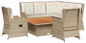 Set divani da giardino 6 pz con cuscini in polyrattan beige