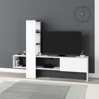 Mobile TV 1 Anta 180x38x138 cm in MDF Troya Bianco e Antracite