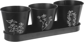 Set di vasi in metallo per erbe aromatiche 3 pz ø 11 cm Black - Orion