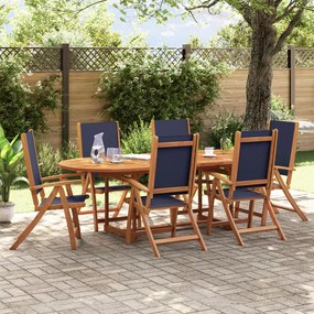 Set Pranzo Da Giardino 7pz Legno Massello Di Acacia E Textilene /