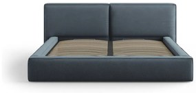 Letto matrimoniale imbottito blu scuro con contenitore e rete inclusi 200x200 cm Arendal - Cosmopolitan Design