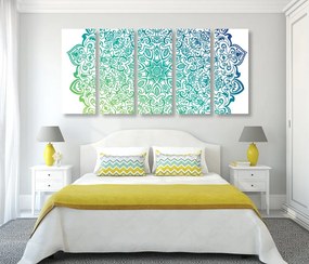 Quadri 5 pezzi – Mandala verde blu
