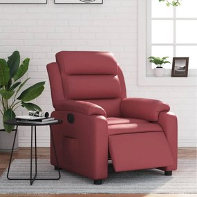 Poltrona Reclinabile Elettrica Rosso Vino İn Similpelle /