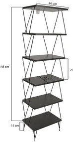 Libreria BALABAN 165x48 cm antracite/nero