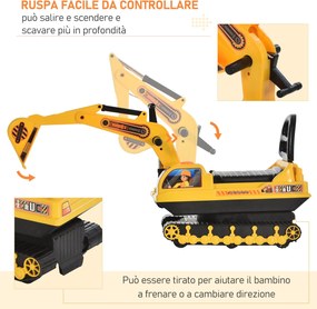 Escavatore Ruspa Cavalcabile per Bambini   Giallo e Nero...