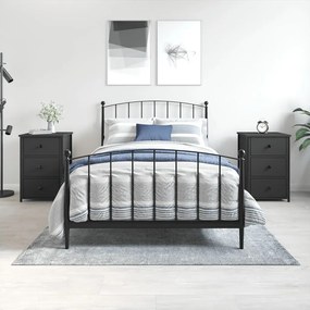 Comodini 2pz Neri 40x36x60 Cm İn Legno Multistrato /