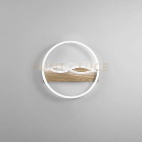 Plafoniera led hawaii tonda bianca e legno 36w 4605lm cct 3000k 400...