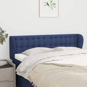 Testiera ad orecchio blu 147x23x78/88cm in tessuto