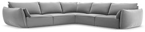 Divano angolare grigio chiaro con rivestimento in velluto Vanda – Mazzini Sofas