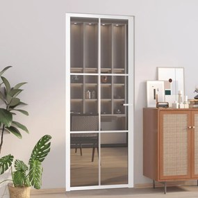 Porta Interna 83x201,5 Cm Bianca İn Vetro Esg E Alluminio /