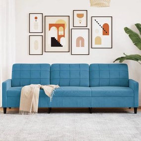Divano A 3 Posti Blu 210 Cm İn Velluto /