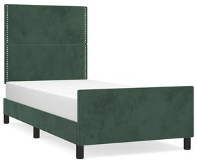 Giroletto con testiera verde scuro 90x190 cm in velluto