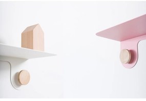 Mensola a muro in acciaio verde con dettaglio in legno di quercia con 2 ganci , lunghezza 60 cm Hook - Gazzda