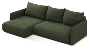 Divano angolare verde allungabile/con contenitore (con penisola a sinistra) Nanea – Makamii