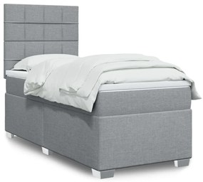 Giroletto A Molle Con Materasso Grigio Chiaro 90x200 Cm Tessuto /
