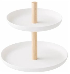 Supporto bianco con 2 vaschette e dettagli in faggio Tosca - YAMAZAKI