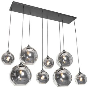 Lampada a sospensione intelligente nera con vetro fumé incl. 8 Wifi G95 - Sandra