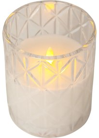 Candela di cera a LED bianca in vetro, altezza 12,5 cm Flamme Romb - Star Trading