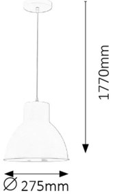 Rabalux 2577 - Lampadario DEREK 1xE27/60W/230V bianco