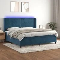 Letto a Molle con Materasso e LED Blu Scuro 200x200 cm 3139467