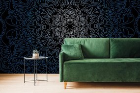 Carta da parati – Mandala ornamentale su sfondo nero