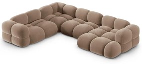 Divano angolare marrone (con penisola a sinistra/a U) con rivestimento in velluto Loretto – Cosmopolitan Design