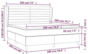 Giroletto a Molle con Materasso Blu Scuro 180x200 cm in Velluto