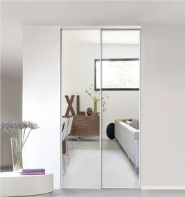 Kit anta scorrevole con binario OPTIMUM 2 ante specchio argento L 120 x H 270 cm