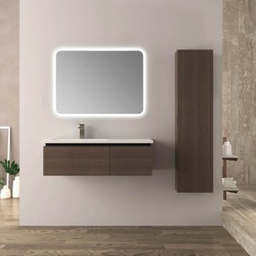 Mobile da bagno 100 cm rovere scuro Mono Slide finitura soft