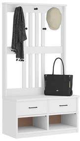 Albero Da Ingresso Sandens Bianco 87x40x159,5 Cm Legno Di Pino /