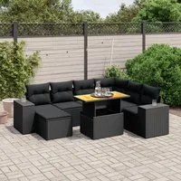 Set Divani da Giardino con Cuscini 8 pz Nero in Polyrattan 3275939