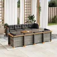 Set Divano da Giardino 9 pz con Cuscini Grigio in Polyrattan 3261768