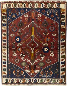 Shiraz Tappeto persiano 120x150 Rosso (Iran) Annodato A Mano