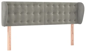 Testiera ad orecchio grigio chiaro 147x23x78/88 cm in velluto