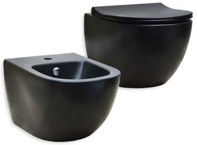 Sanitari Vitra Sento Wc e Bidet sospesi Nero opaco senza brida