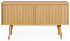 Cassettiera bassa colore naturale con trama in rovere con ante scorrevoli 138x75 cm Rove - Woodman