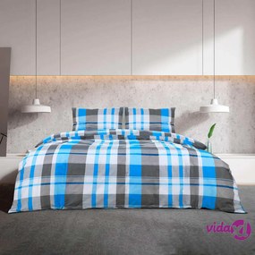 vidaXL Set Copripiumino Blu e Grigio 260x240 cm in Cotone