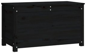 Contenitore portaoggetti nero 80x40x45,5cm legno massello pino