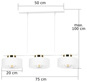 Lampadario a sospensione con cavo IGNIA 3xE27/60W/230V bianco