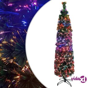 vidaXL Albero Natale Artificiale Sottile Supporto 120 cm Fibra Ottica