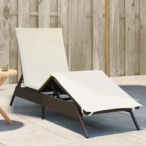 Lettino Prendisole Con Cuscino Marrone İn Polyrattan /