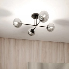 Lampadario da Soffitto in Acciaio ROMA 4 Nero 4xE14 Colore del corpo Grafite