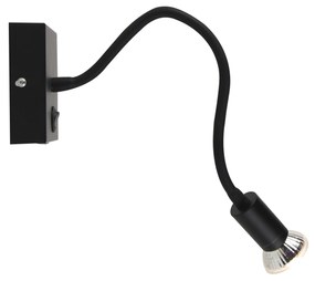 Lampada da parete moderna flessibile USB nera - Zeno