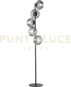 Piantana ripple nera 5 luci attacco e27 32,5x32,5x160cm in vetro so...