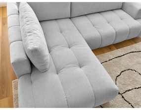 Divano angolare grigio chiaro allungabile e con contenitore (penisola a sinistra/a L) Fuji – Bobochic Paris