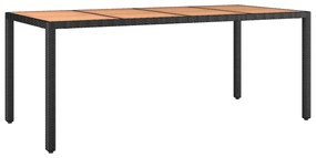 Tavolo da giardino piano legno nero polyrattan massello acacia